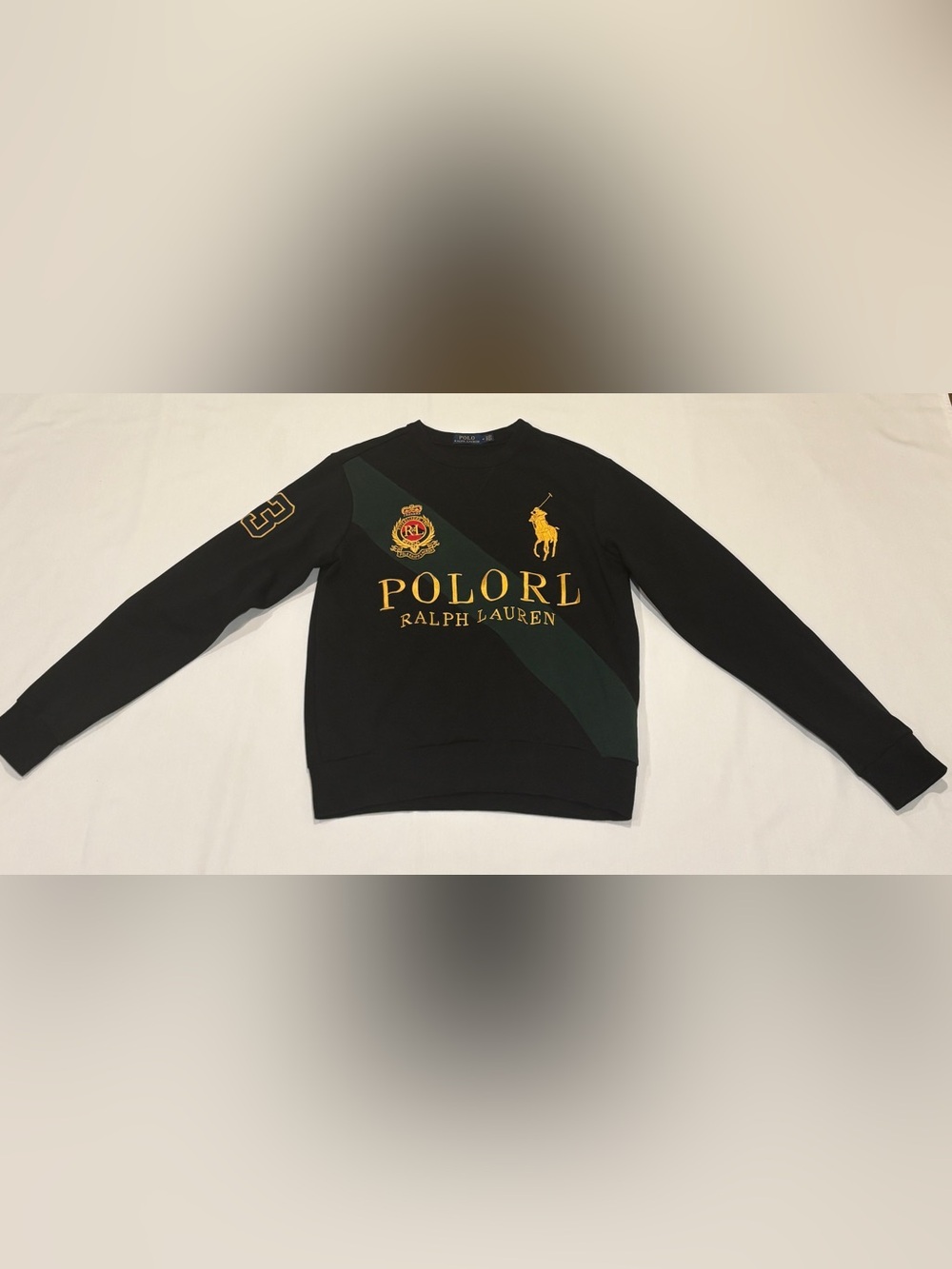 Polo Ralph Lauren Big Pony Crest Sweatshirt Men’s M Black Green Gold